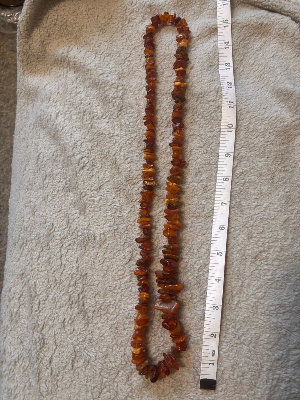 Amber Chip Necklace Cognac Honey Graduated Long Necklace Approx 23g